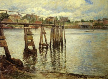 ジョセフ・デキャンプ Painting - 干潮時の桟橋 別名ウォーターピアの風景 ジョゼフ・デキャンプ